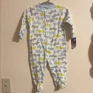 Carter's White and Yellow Dog Print Footie